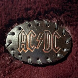 AC/DC Black Leather Belt Buckle